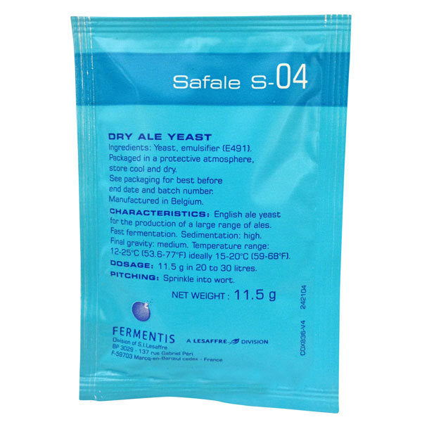 Safale S-04 Dry Ale Yeast 11.5 Grams