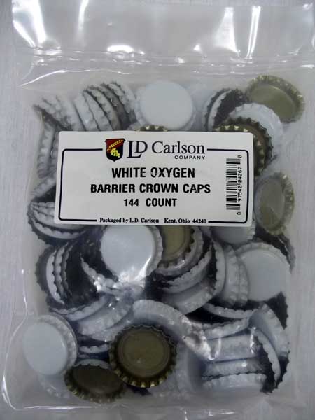 White Beer Bottle Caps (Crowns) - 144ct - with Oxy-Liner