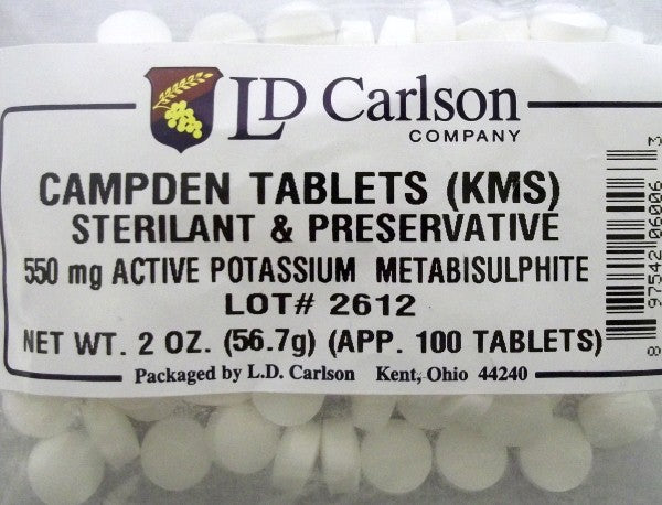 Campden Tablets - POTASSIUM Metabisuphite - 100 Count