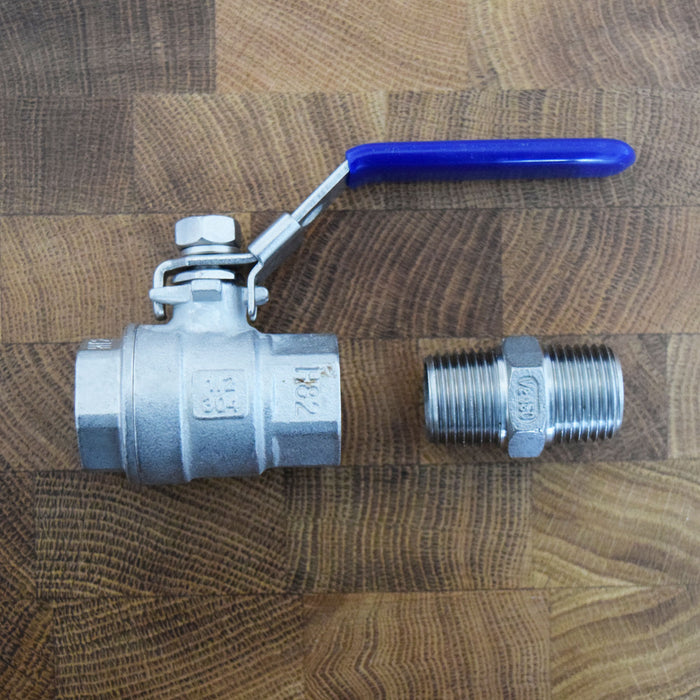 Stainless Steel Ball Valve Assembly for 100L and 200L Variable Capacity Tanks - 1/2 in. NPT