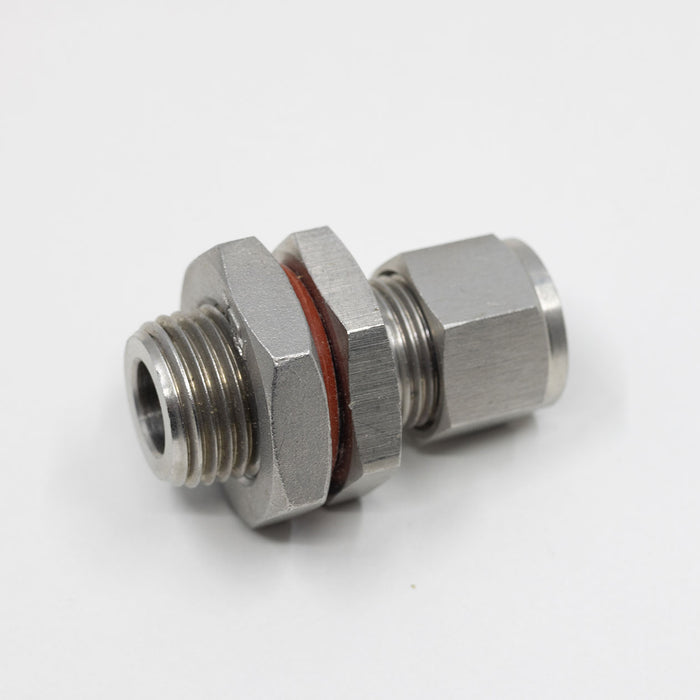 1/2 in. BSP Weldless Bulkhead with 3/8 in. Compression Fitting - Stainless Steel Construction