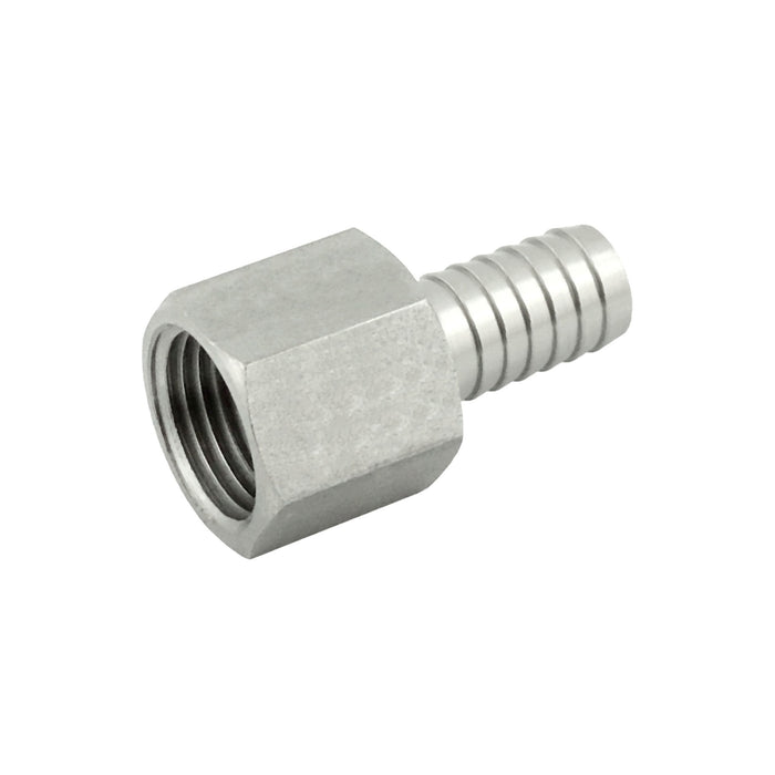 Stainless Barbed Fitting - 1/4 in. Female NPT x 1/4 in. Barb