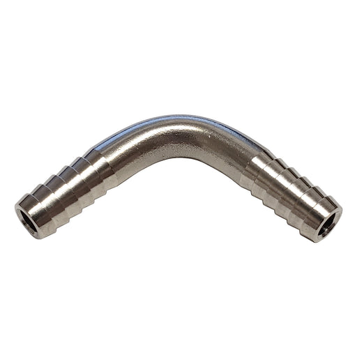 90 Degree Tubing Splicer Elbow - 1/4 in. x 1/4 in. Barb - Stainless Steel