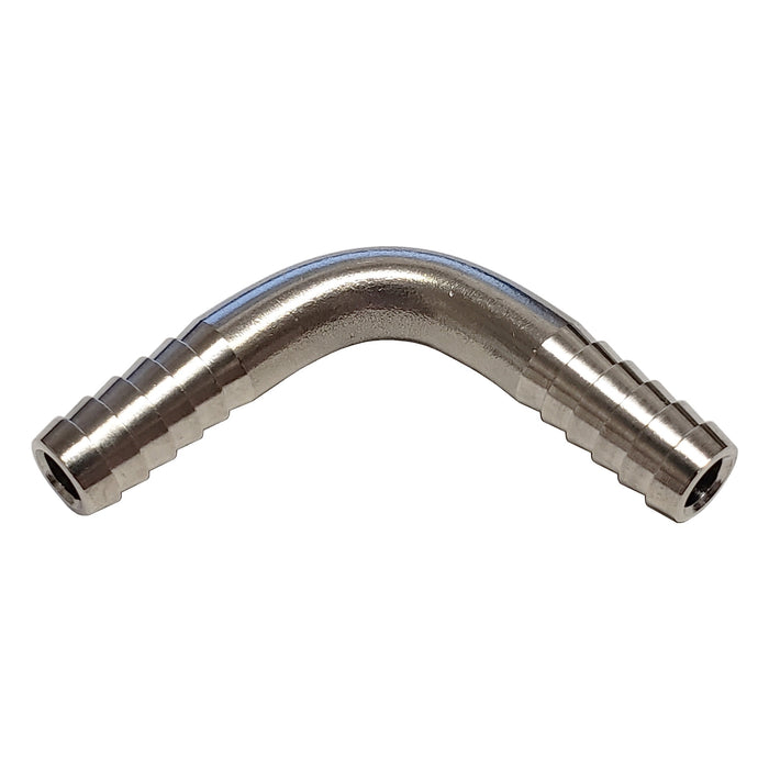 90 Degree Tubing Splicer Elbow - 1/4 in. x 1/4 in. Barb - Stainless Steel