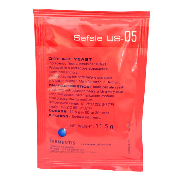 Safale US-05 Dry Ale Yeast 11.5 Grams