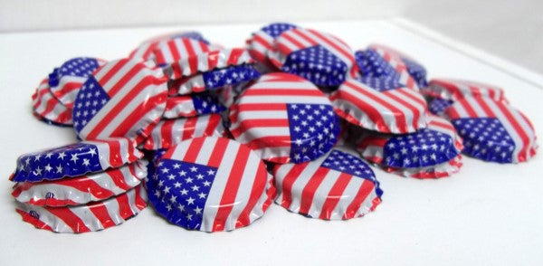American Flag Beer Bottle Caps (Crowns) - 144ct - with Oxy-Liner