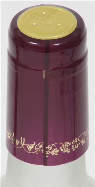 Burgundy w/Gold Grapes Shrink Caps - 500 Count