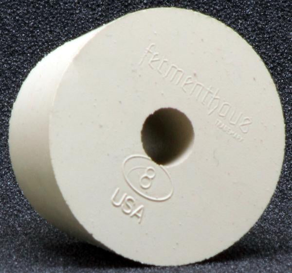 Size 8 Drilled Rubber Stopper 1-19/32 X 1-9/32