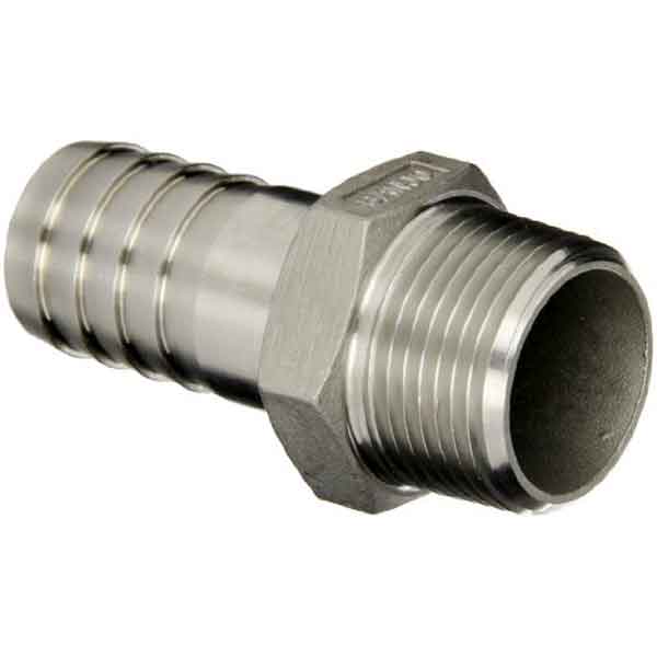 thumbnail image 2 of 2 Pack Stainless Steel Hose Barb To NPT Male Adapter, 1/4 2 of 11