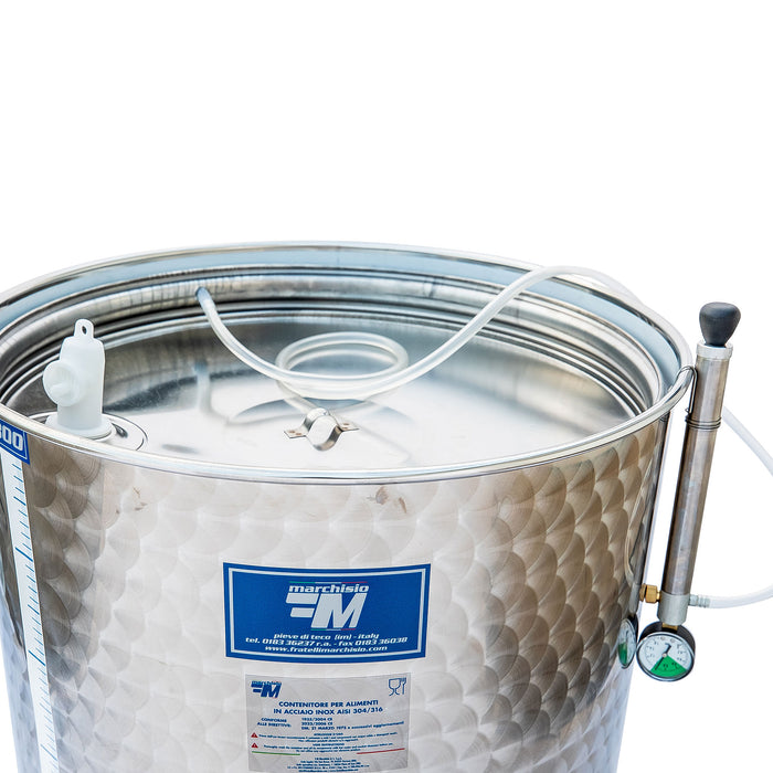 200 Liter (Wide Body) Stainless Steel Variable Capacity Wine Tank with Floating Lid - Marchisio