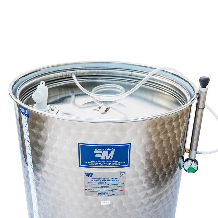 300 Liter Stainless Steel Variable Capacity Wine Tank with Floating Lid and 1.5 in. Tri-Clamp Valve by Marchisio