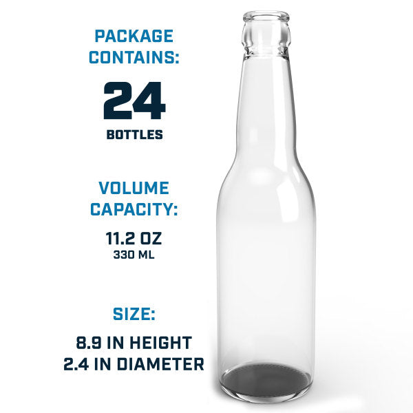 Clear Glass Beer Bottles - Case of 24