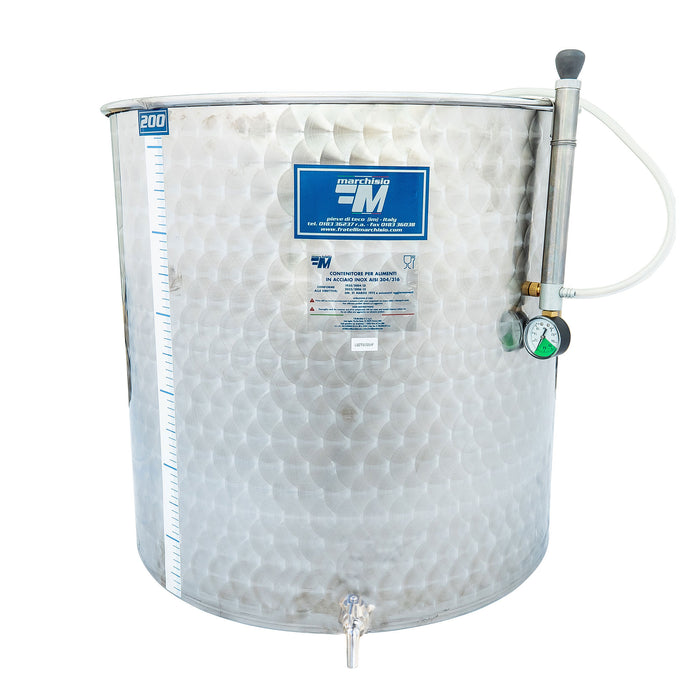 200 Liter (Wide Body) Stainless Steel Variable Capacity Wine Tank with Floating Lid - Marchisio